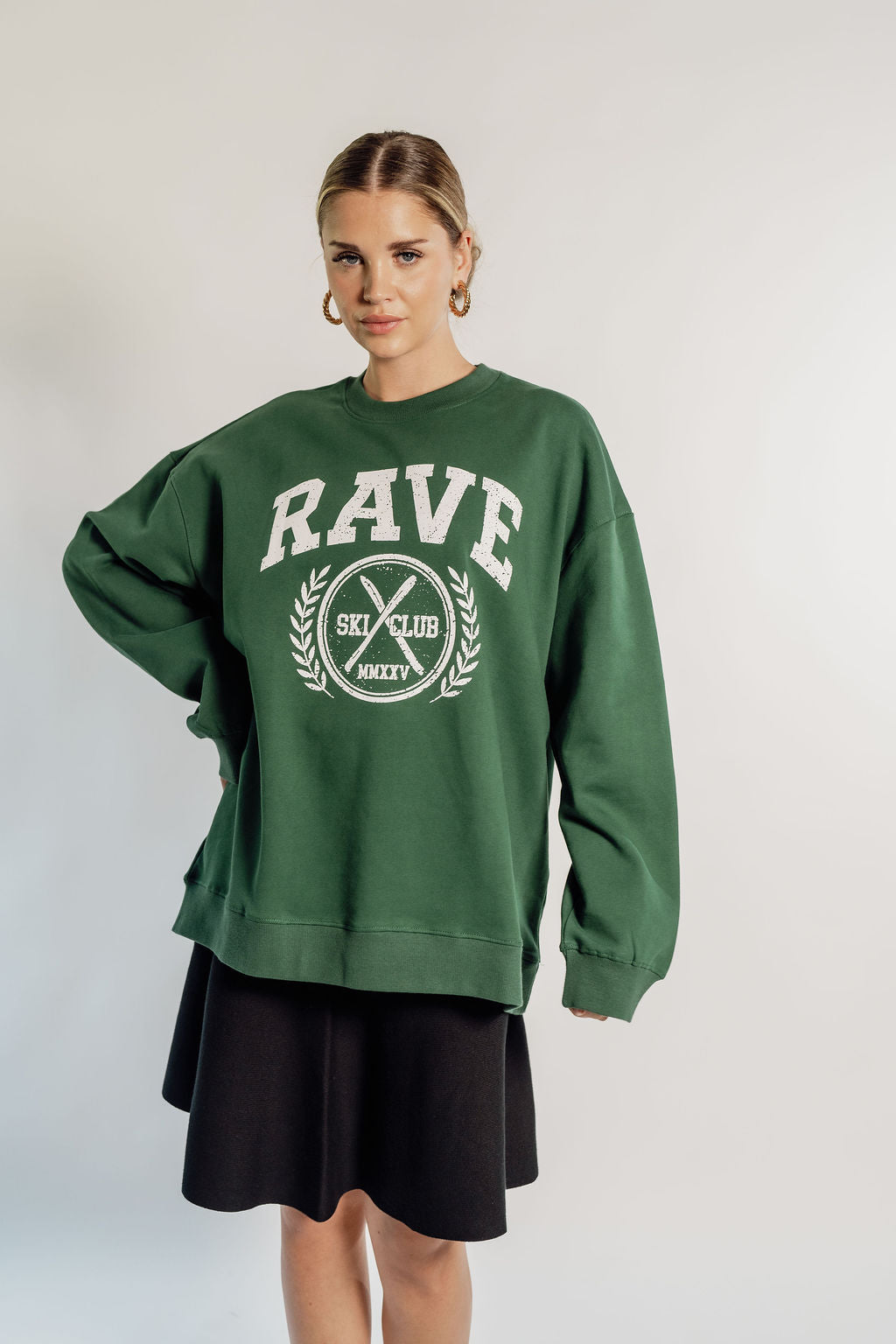 OVERSIZED RAVE - FOREST GREEN CIRCLE LOGO