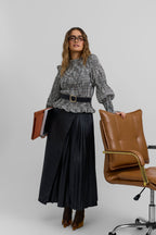 Leather pleated skirt