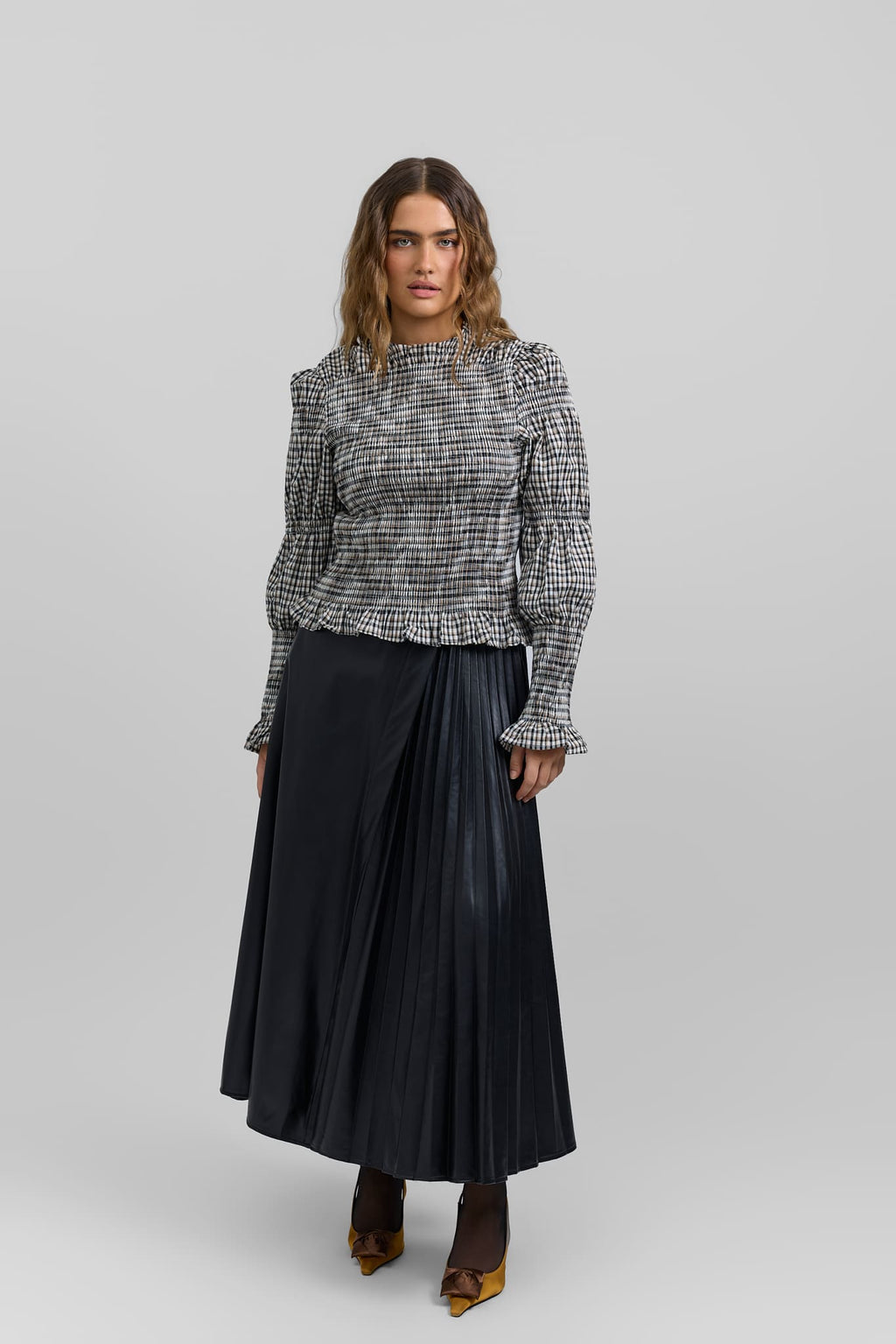 Leather pleated skirt