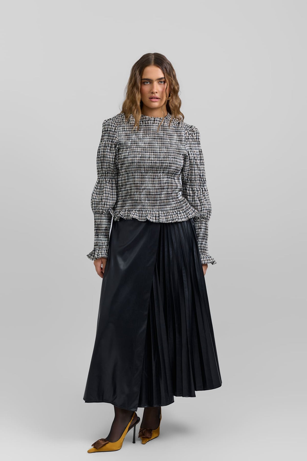 Leather pleated skirt