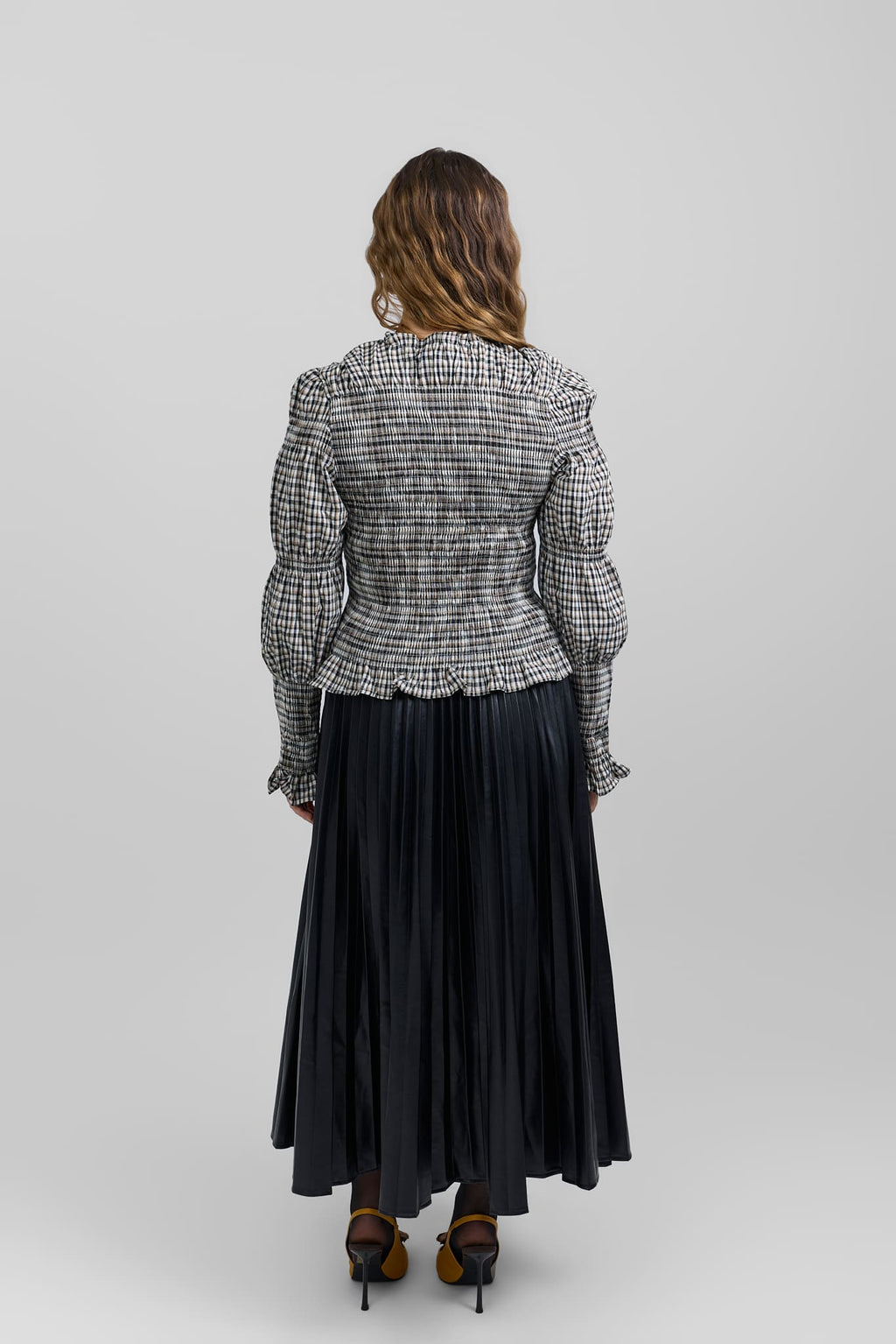 Leather pleated skirt