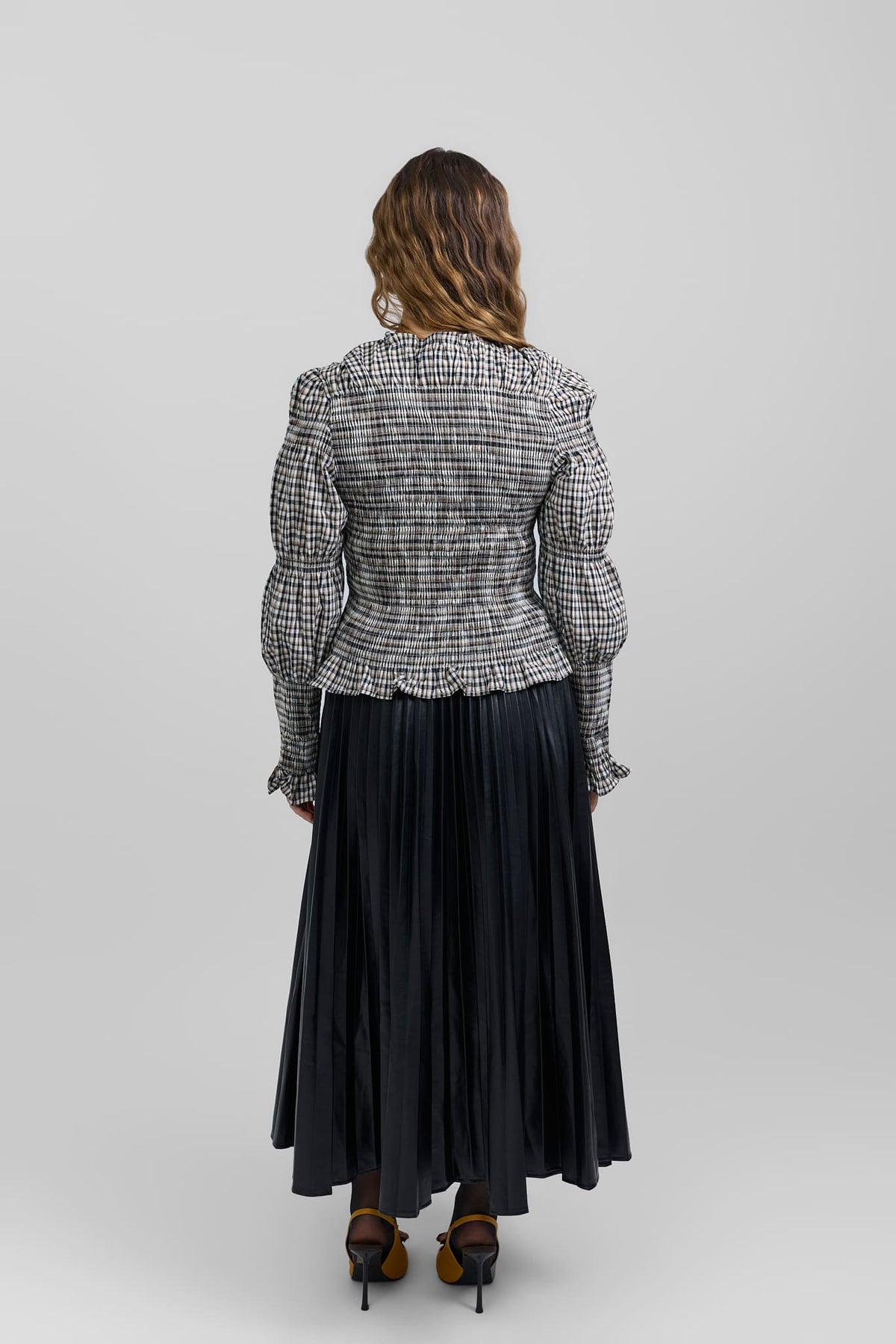 Leather pleated skirt