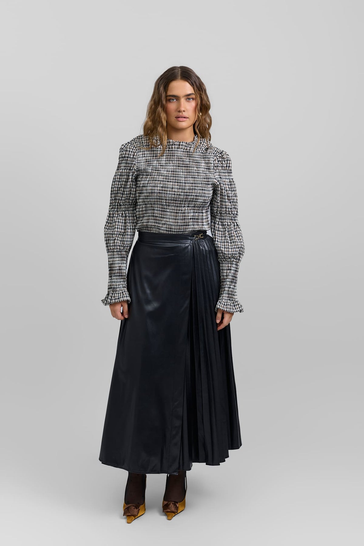 Leather pleated skirt