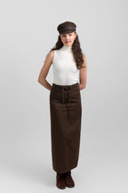 Belted pinstripe skirt