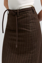 Belted pinstripe skirt