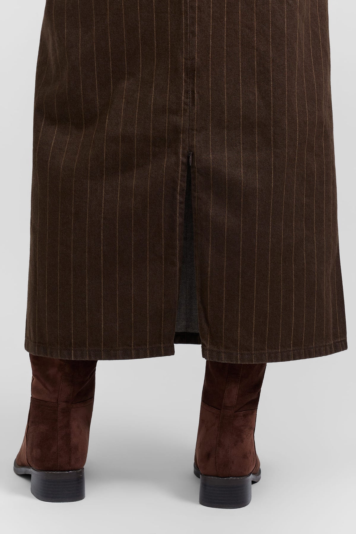 Belted pinstripe skirt