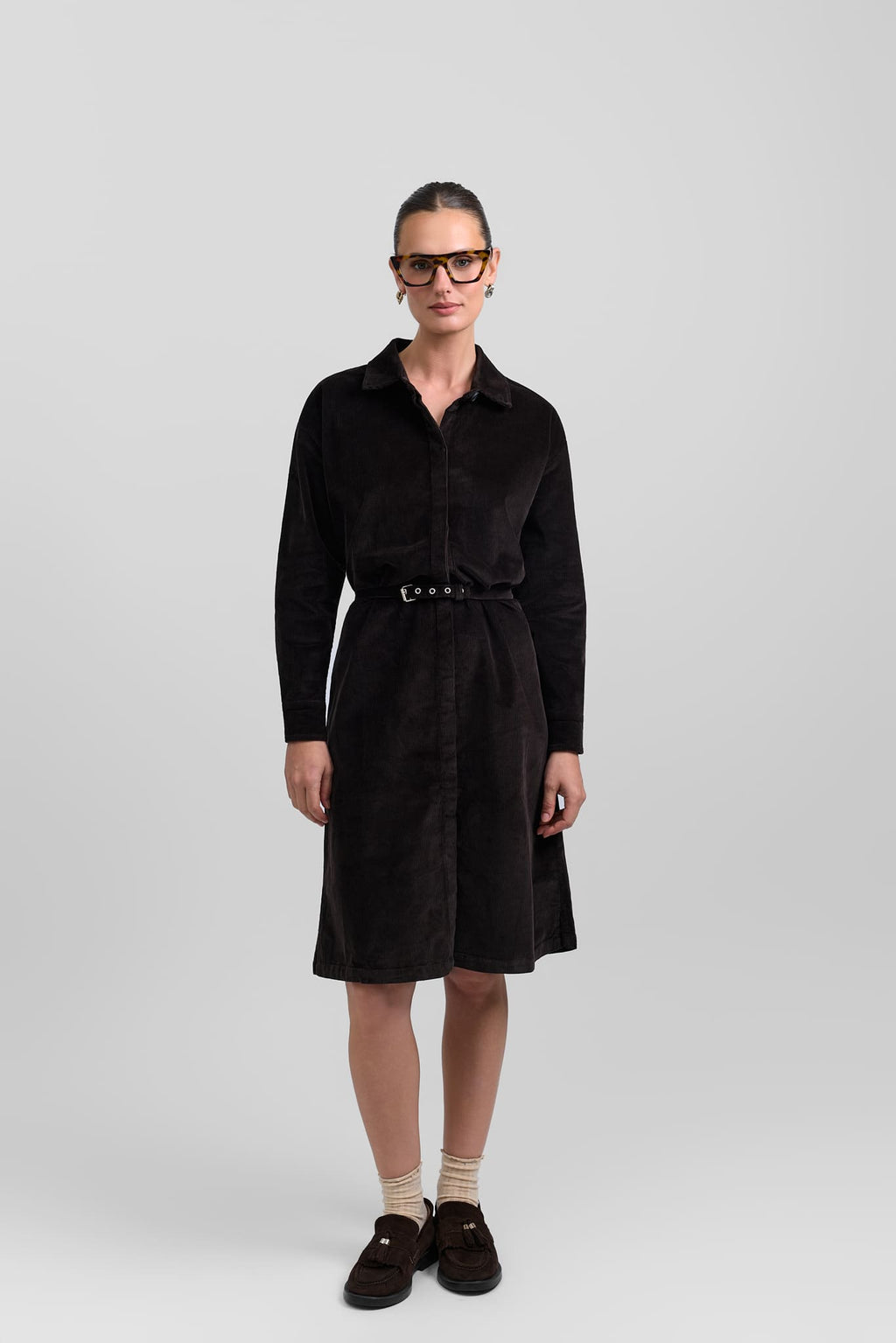 Belted corduroy dress