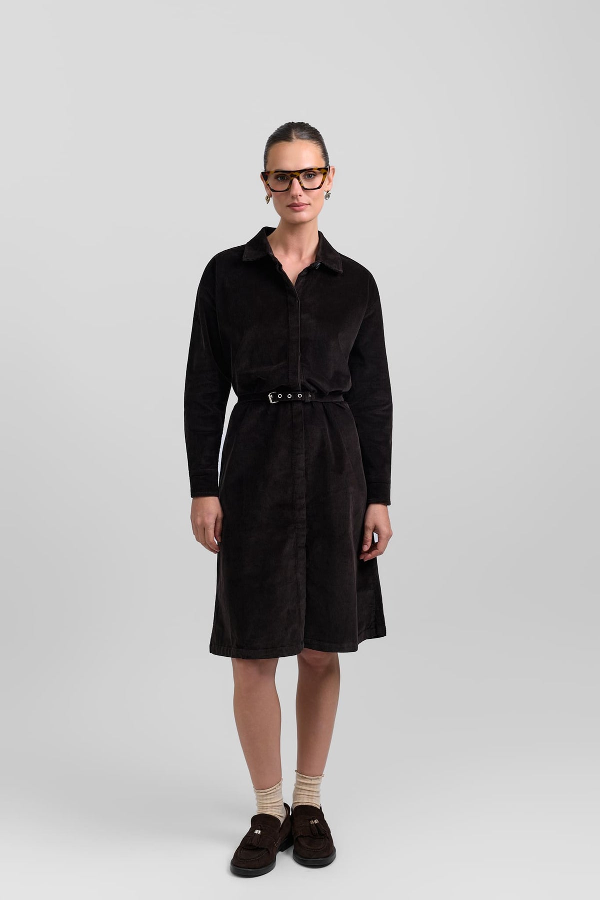 Belted corduroy dress