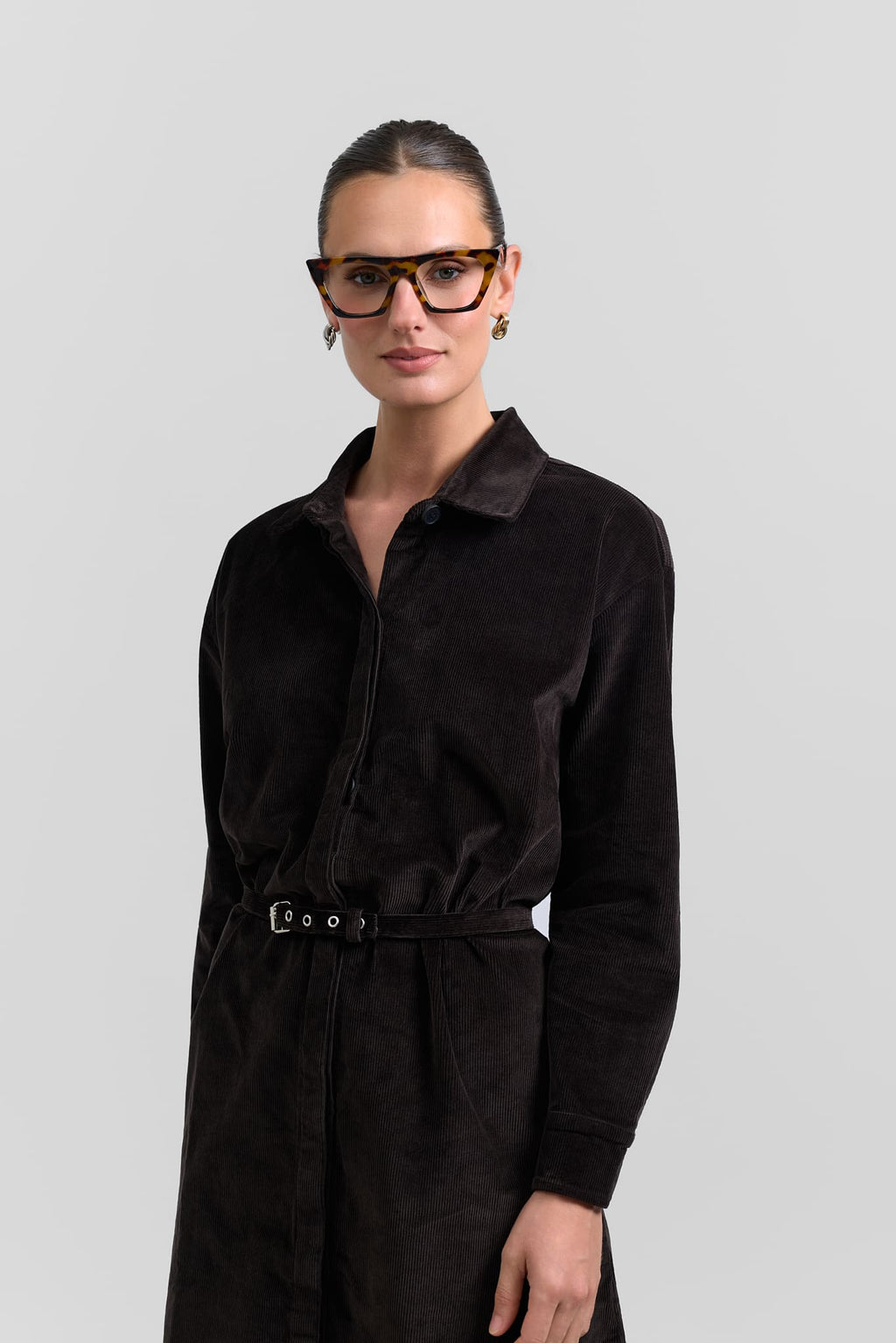 Belted corduroy dress