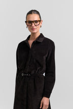 Belted corduroy dress
