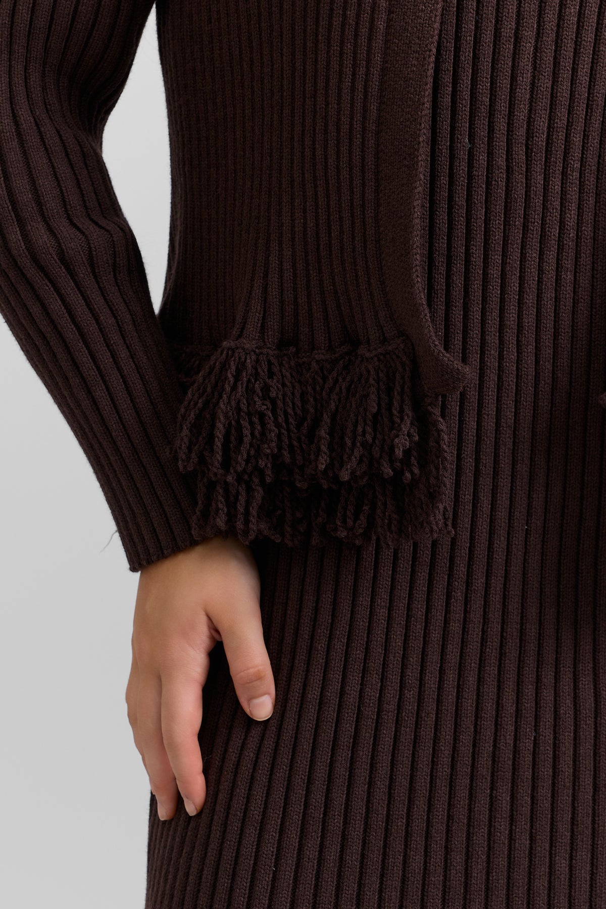 Fringe dress + cardigan