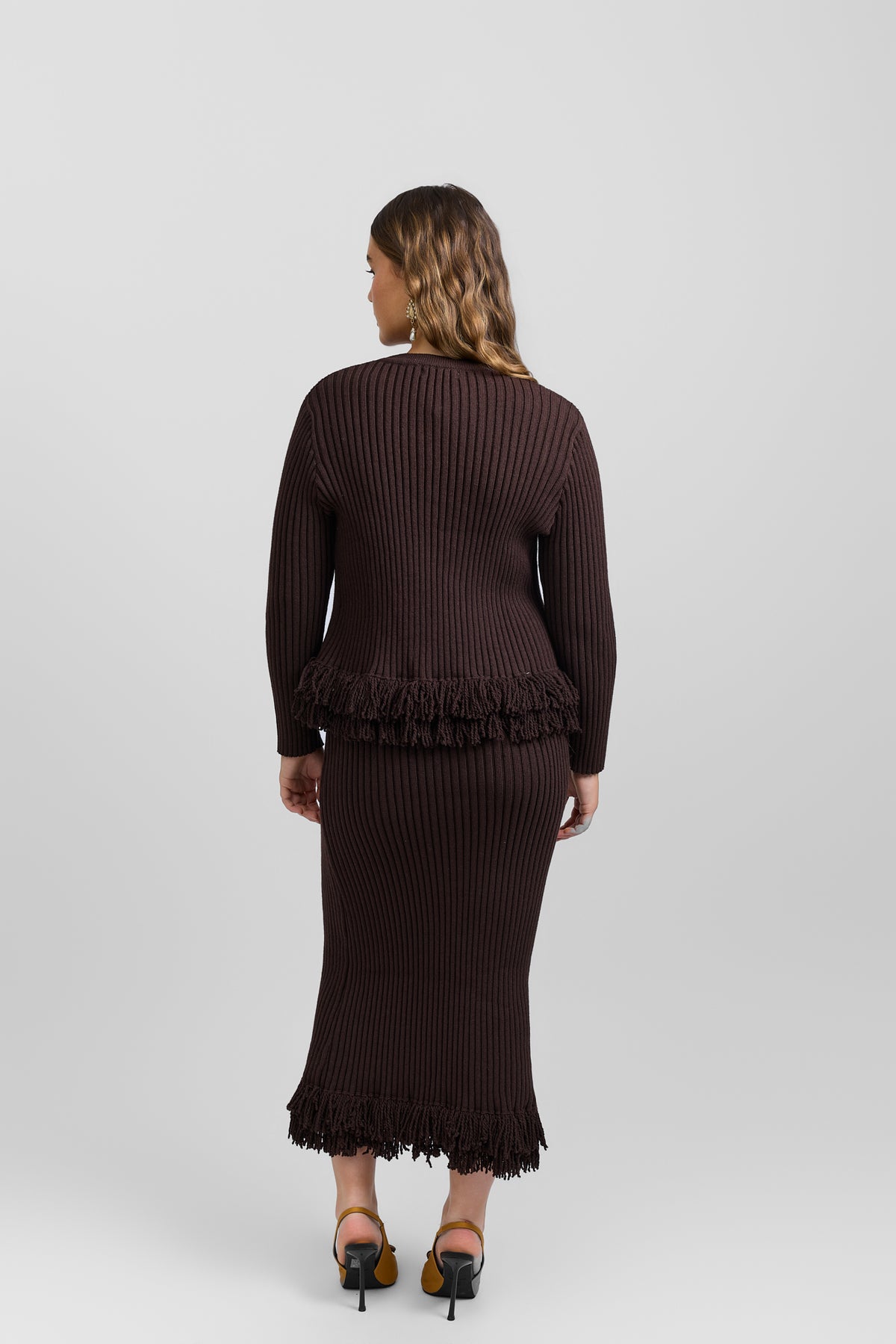 Fringe dress + cardigan