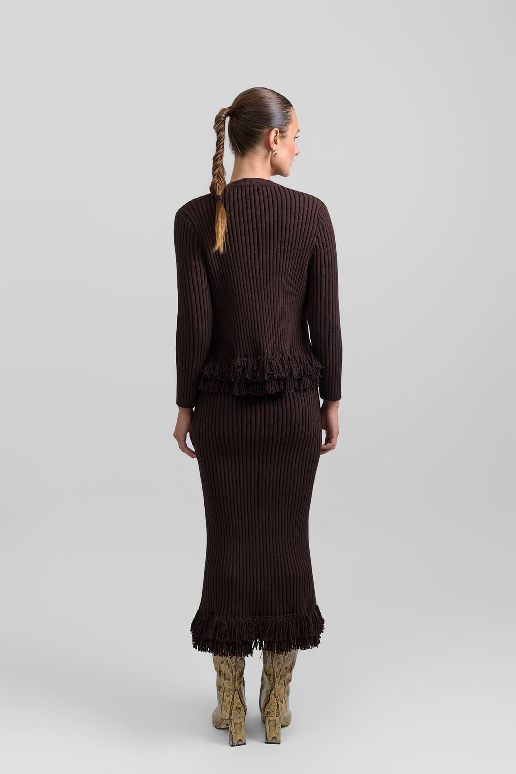 Fringe dress + cardigan