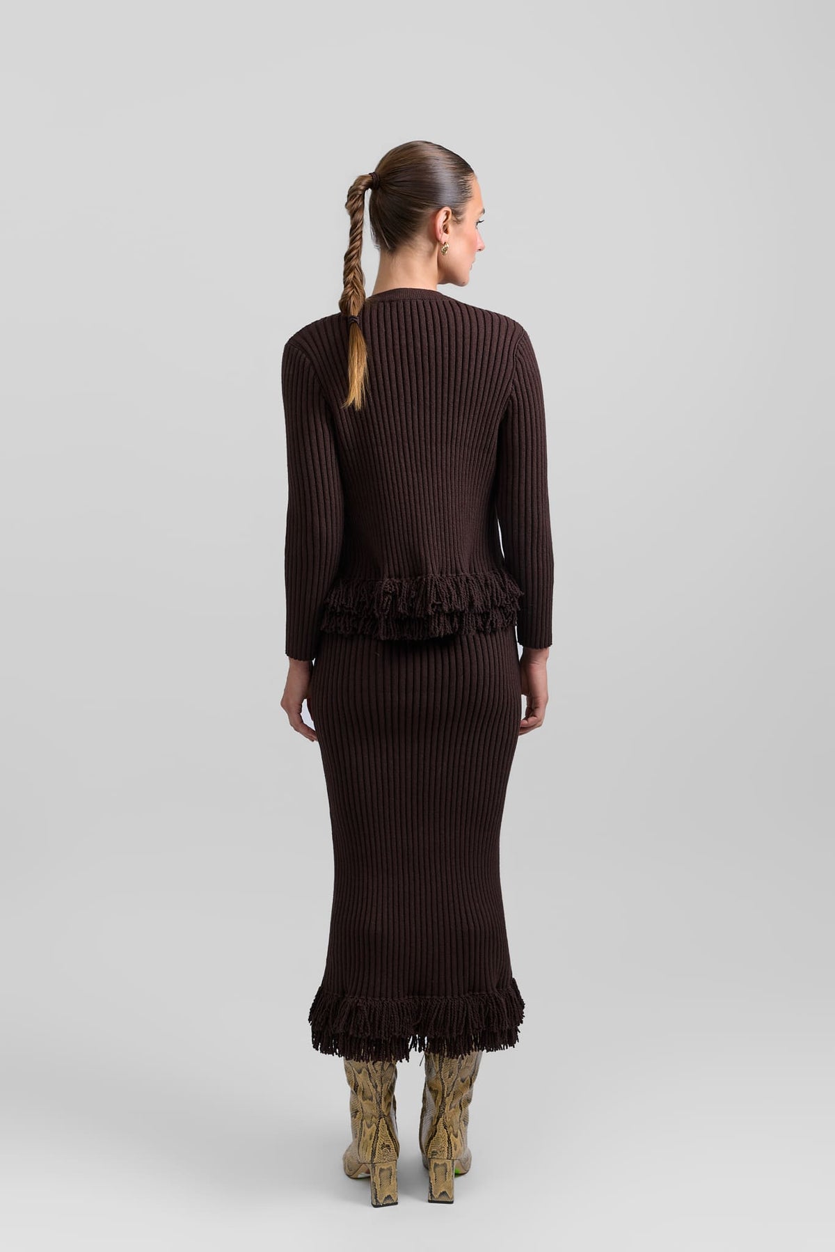 Fringe dress + cardigan