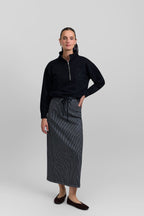 Belted pinstripe skirt