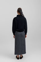 Belted pinstripe skirt