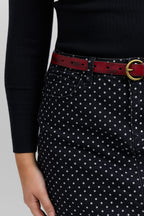 Polka dot denim skirt