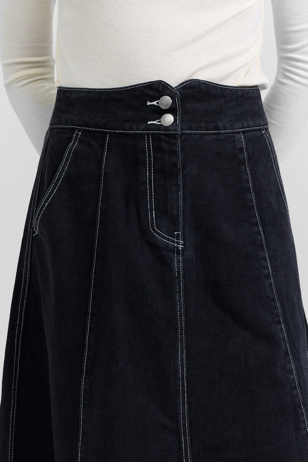 Flared denim skirt