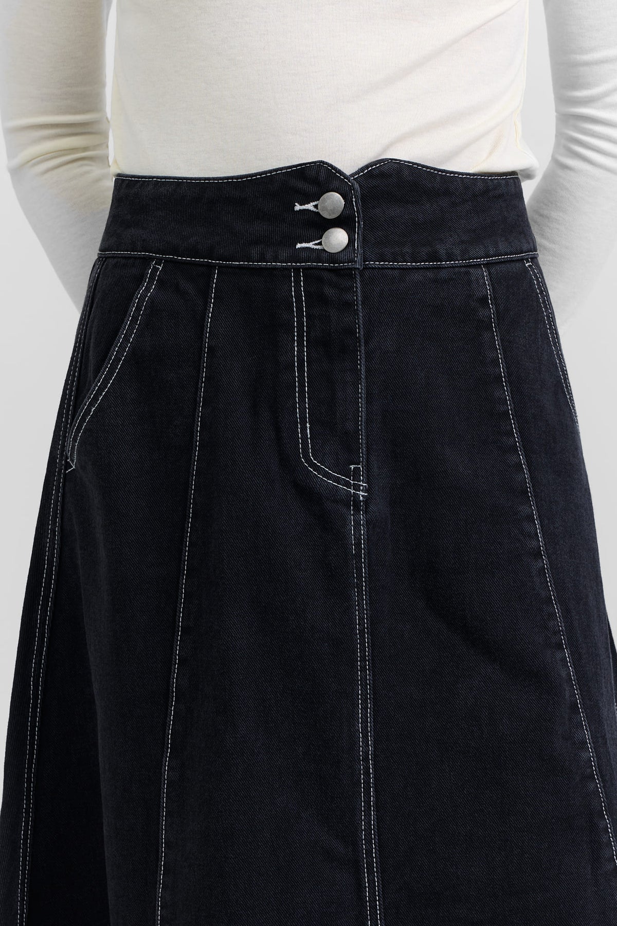 Flared denim skirt