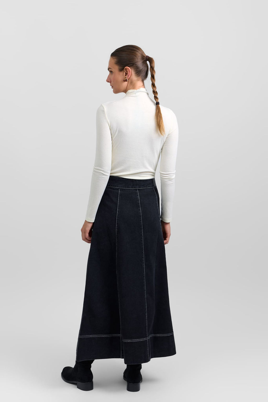 Flared denim skirt