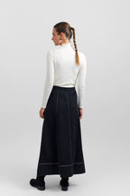 Flared denim skirt