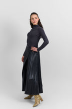 Leather pleated skirt