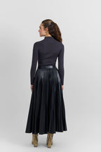 Leather pleated skirt