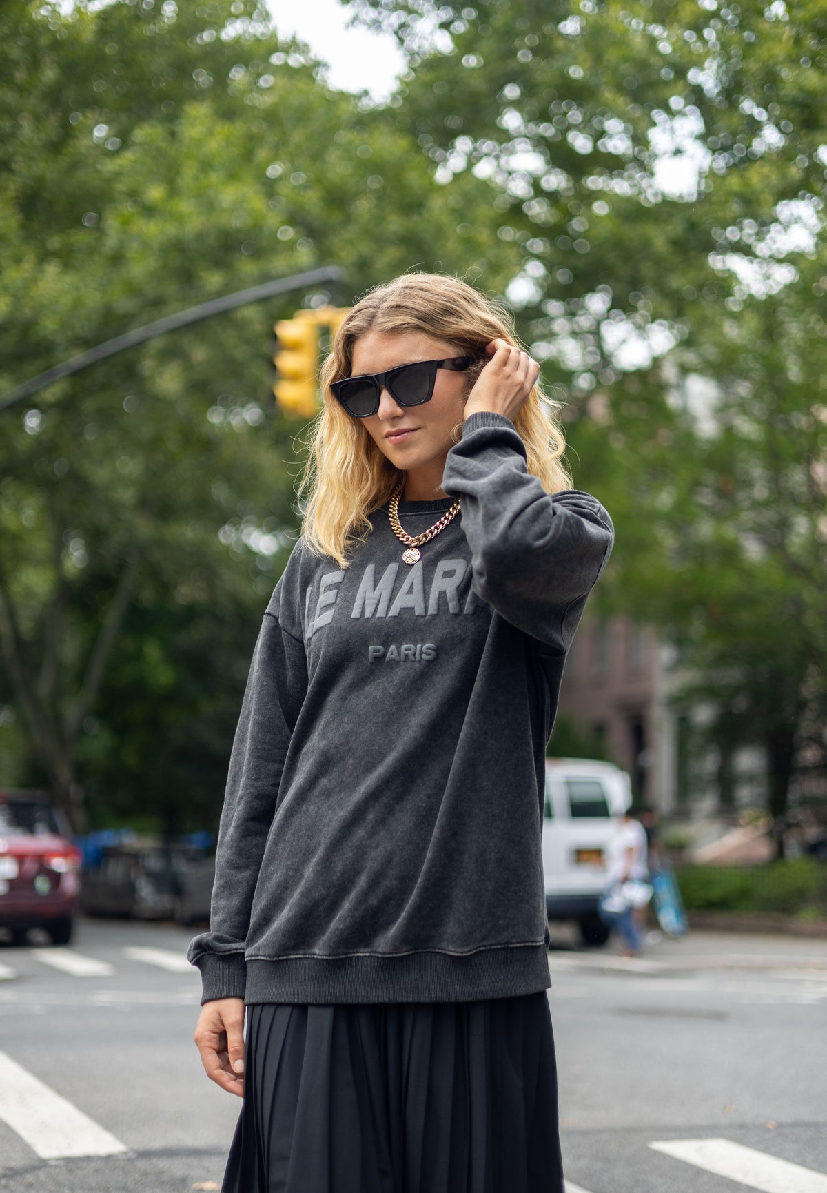 Denim Wash Black Crewneck