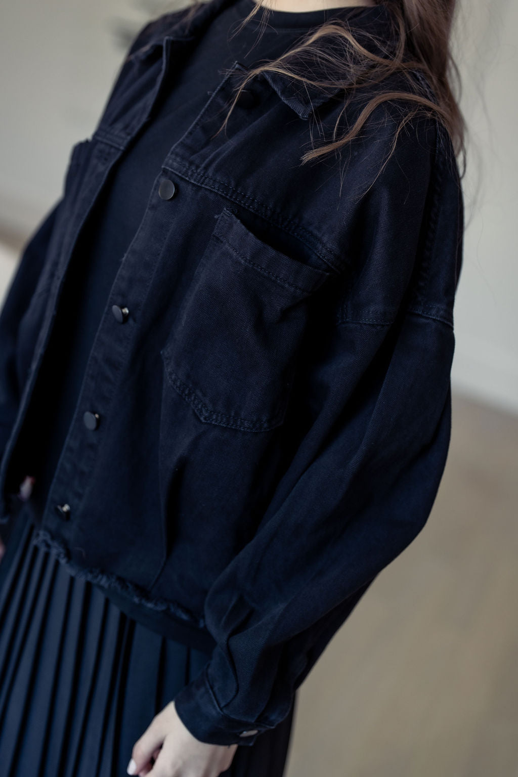 Oversized Black Denim Jacket