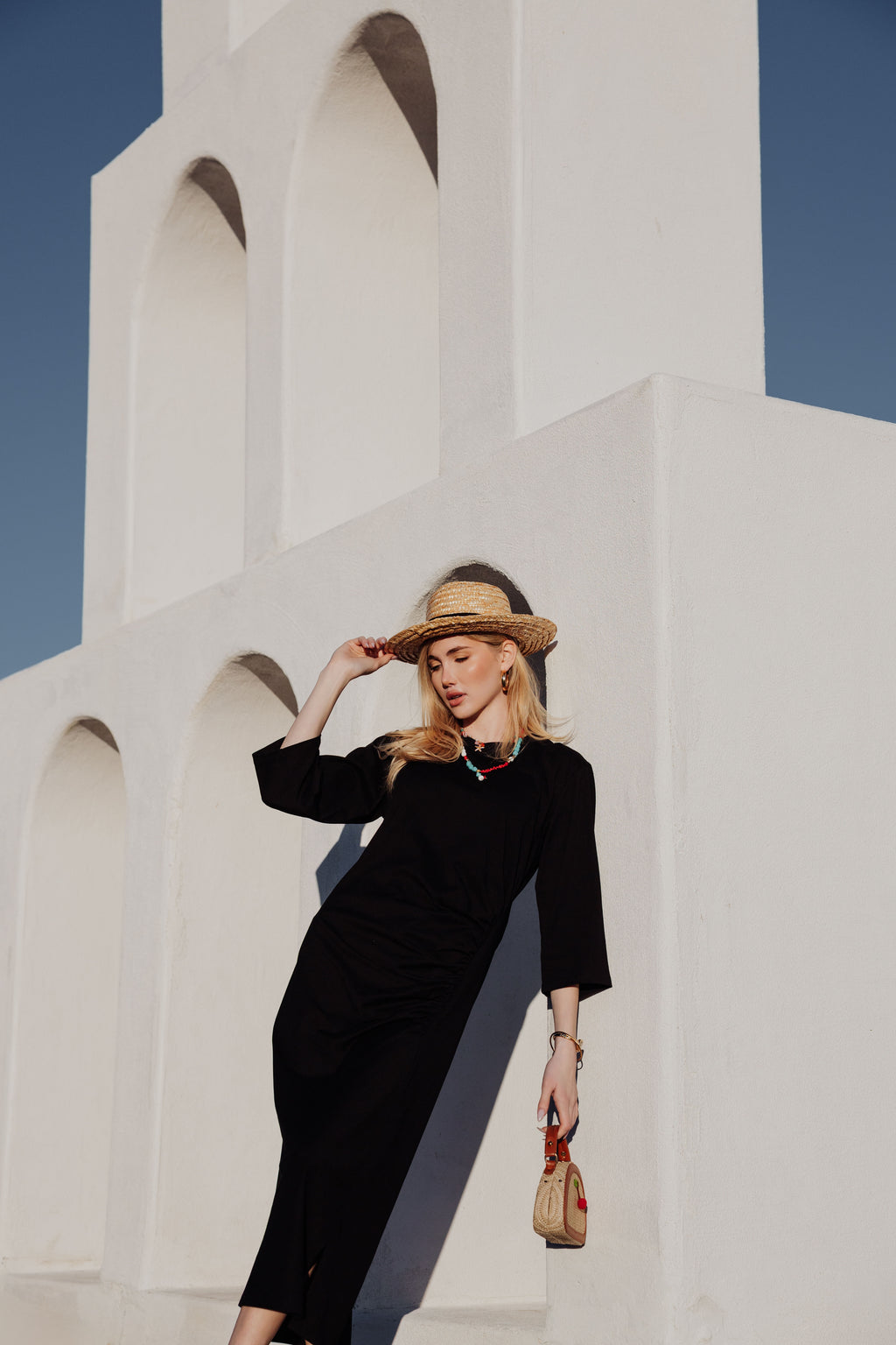 Ruched Cotton T-Shirt Dress