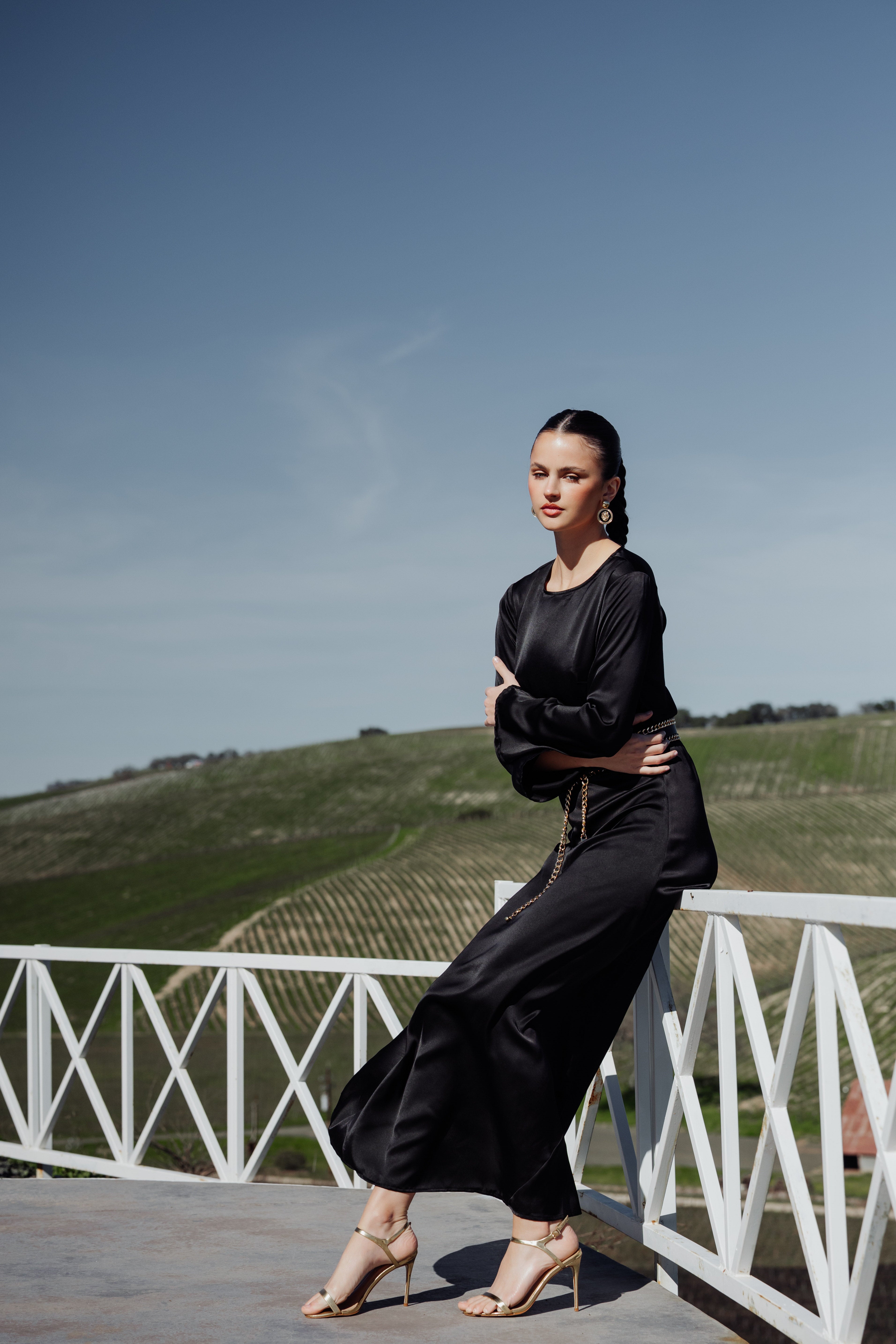 Slip Long Sleeve Dress Black / M