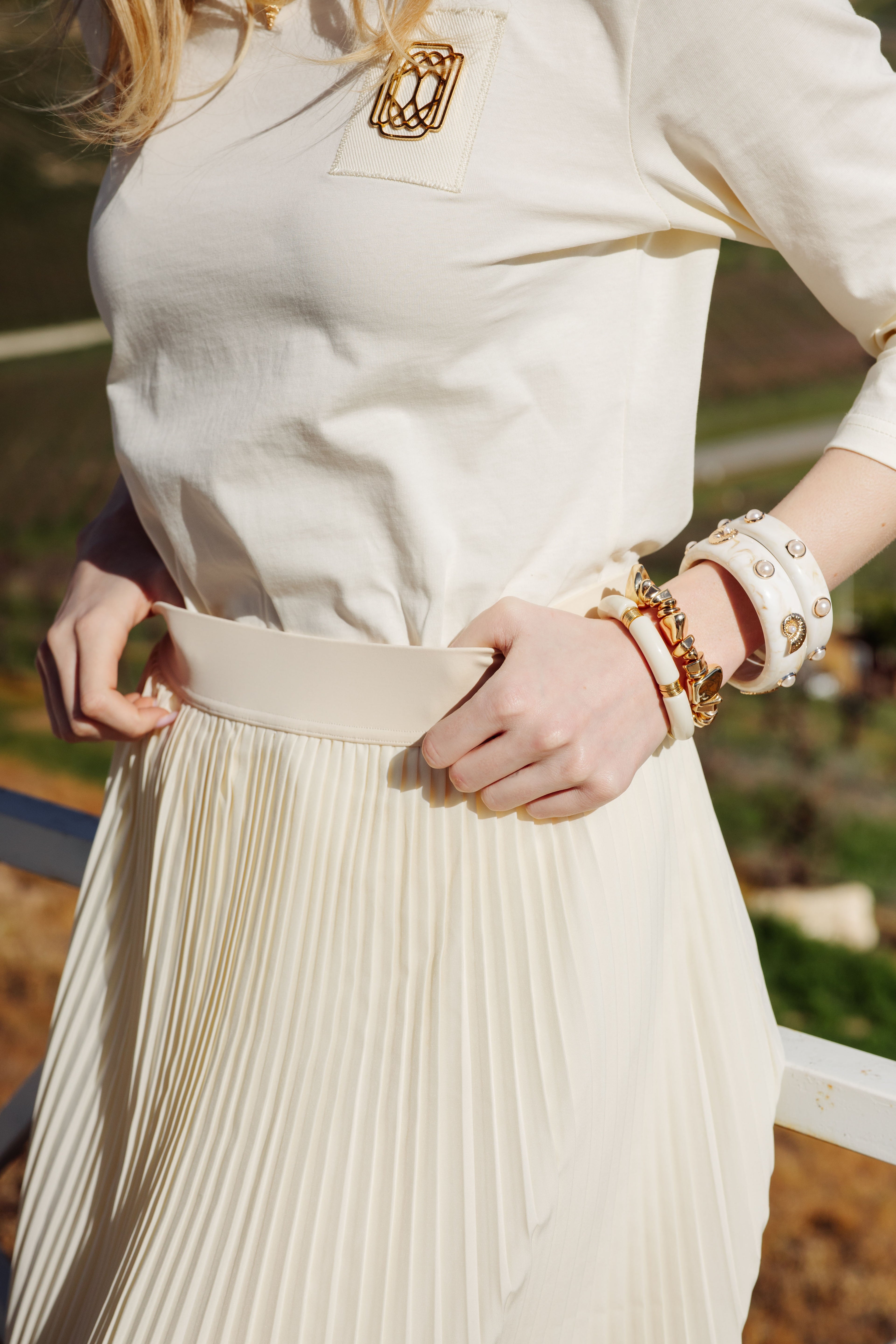 Tan Pleated Skirt