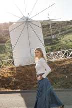Pleated Denim Skirt