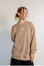 DENIM WASH CREW IN TAN