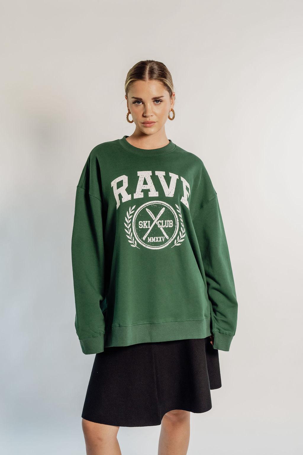 OVERSIZED RAVE - FOREST GREEN CIRCLE LOGO
