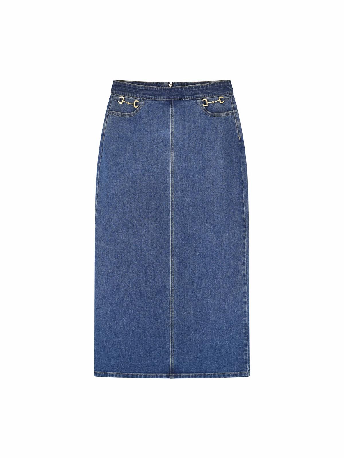 Horsebit Denim Skirt