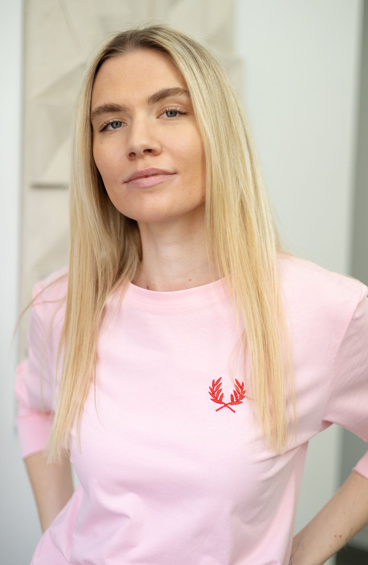 Thin Pink Embroidered Graphic Tee