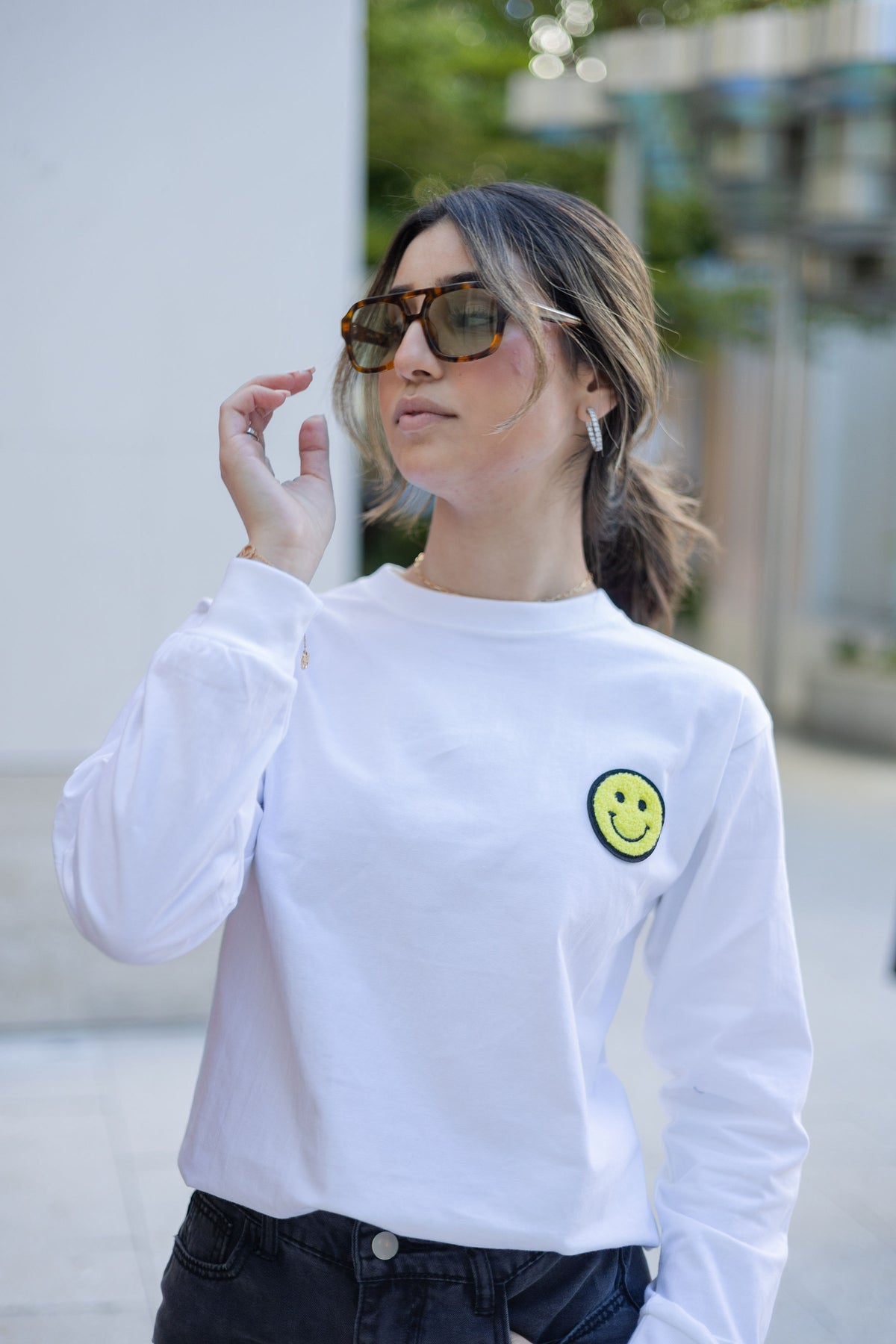 SMILEY PATCH TEE (tween and women sizing)
